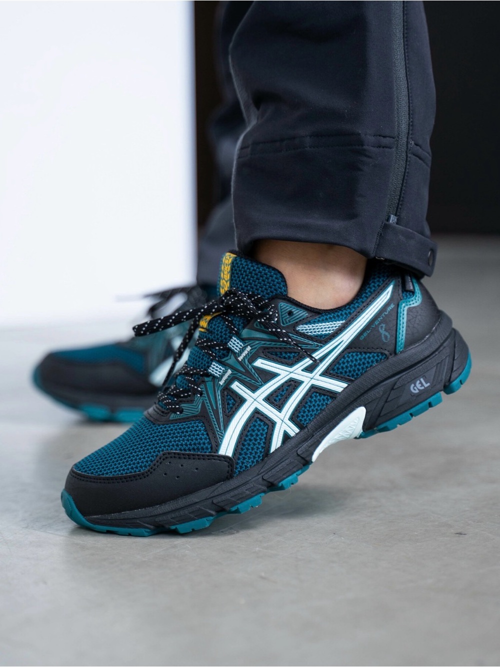 Asics Teal & Black Mesh Gel-Enhanced Running Shoes